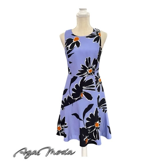 J. CREW floral periwinkle fit and flare sleeveless dress